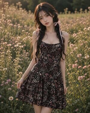 Starlit Meadow Blooming cottagecore floral flowy flutter hem cami Jada dress